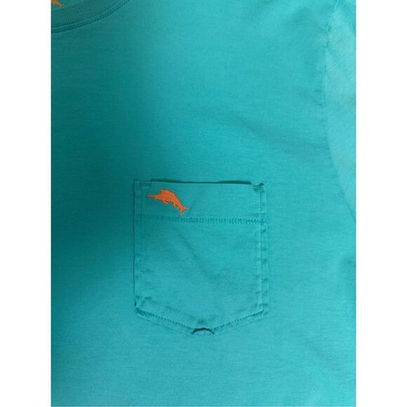 Tommy Bahama Teal Pima Cotton Front Pocket T Shirt XL - Picture 3 of 5